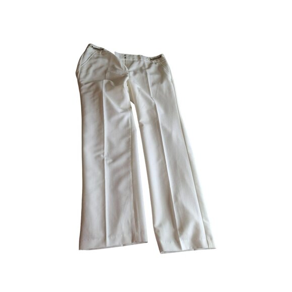 Zac & Rachel Women Dress Pant 8P White Front Pleats Side Zippers Preppy Workwear - Picture 1 of 8